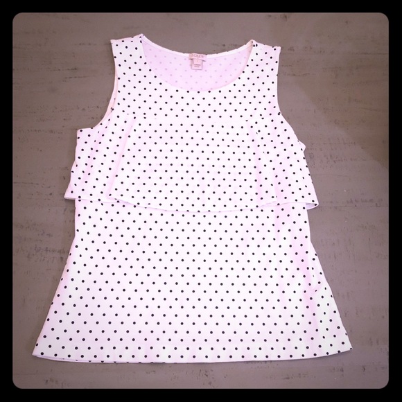 J. Crew cream and ivory polka dot top - Picture 1 of 4